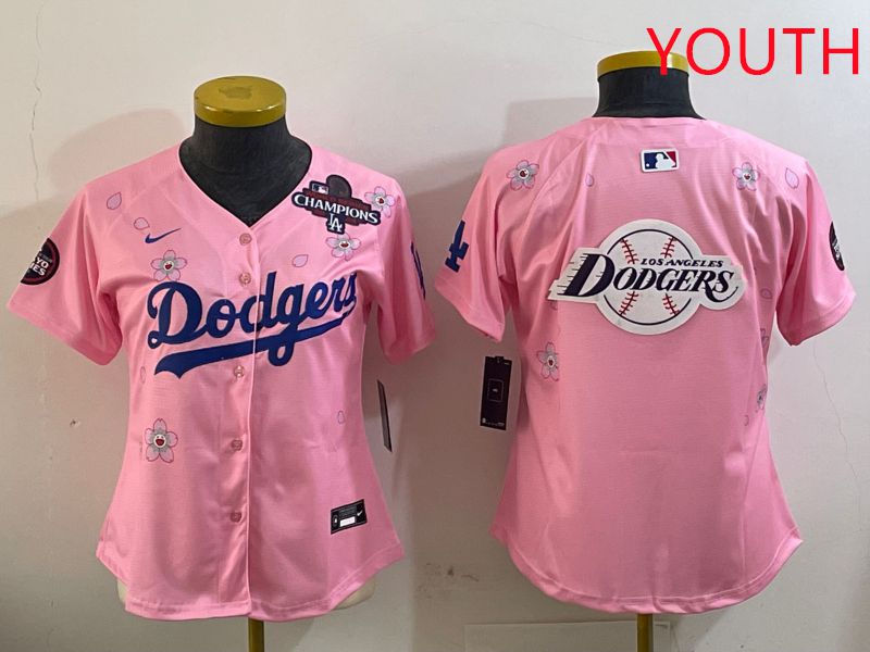 Youth Los Angeles Dodgers Blank Pink Sakura Edition 2025 Nike MLB Jersey style 25